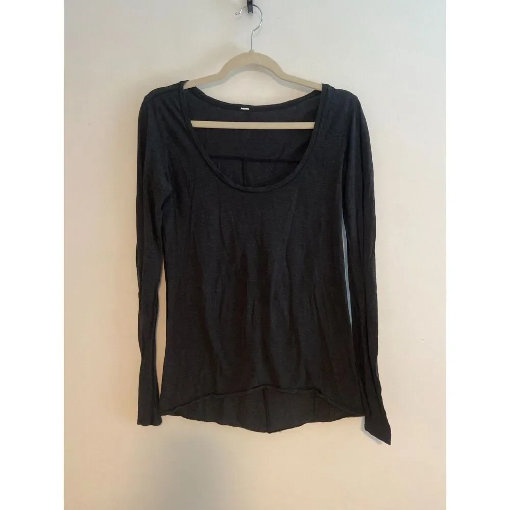 Lululemon Another Round Long Sleeve Heathered Black Charcoal Grey